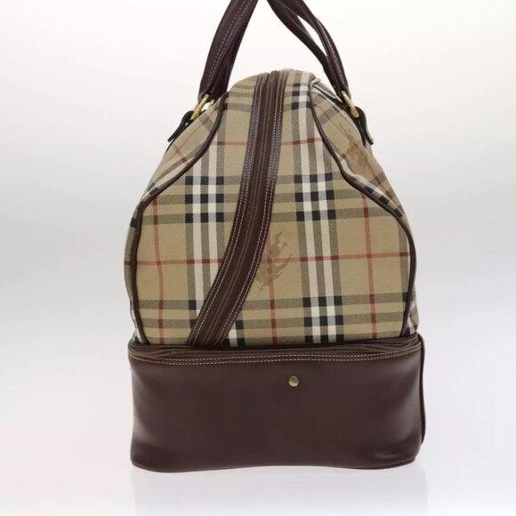 Burberrys Nova Check Boston Bag PVC Leather Beige Auth - Picture 13 of 16